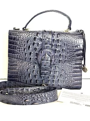 Brahmin Gabriella Andesite Embossed Leather Satchel Shoulder Handbag LKNW • £236.23