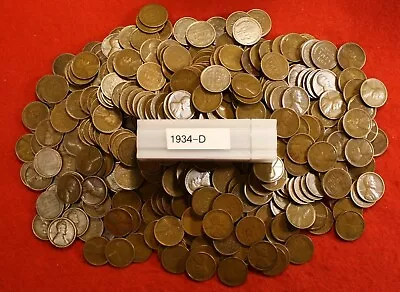 1934-D Lincoln Wheat Cent Penny 50 Coin Roll Circulated • $13.95