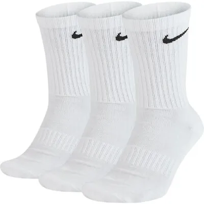 Nike Everyday Cushioned Training Crew Socks 3 Pair White Multi Size Sports • $37.99