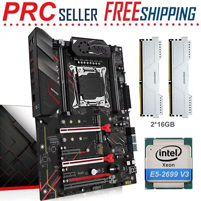 X99 Motherboard LGA 2011-3 + Xeon E5-2699 V3 CPU 32GB DDR4 2133MHz RAM Combo Kit • $285.95