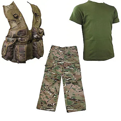 Kids Pack 6 HMTC MTP MultiCam Match Pants Action Army PLCE Vest  Olive T-shirt • $84.10