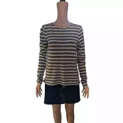 NEW J.CREW Size Small Painter Long Sleeve Tee WITH Gold ZIPS Gray Striped • $35.99