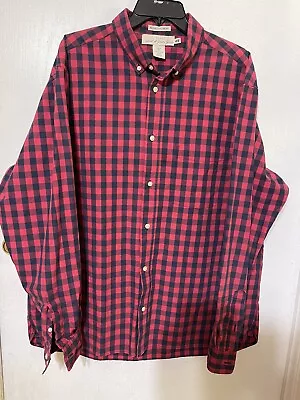 LOGG Label Of Graded Goods Shirt H&M Mens XL Button Down Shirt Red Plaid Button • $10.99