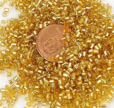 $3.99 • Buy 2mm Japanese Seed Glass Beads 24k Gold Lined Crystal Round Tube 15g