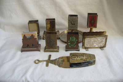 £29.99 • Buy Collection Of Nine Vintage Brass Matchbox Holders.