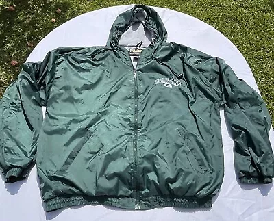 VINTAGE MICHIGAN STATE SPARTANS STEVE AND BARRYS JACKET Size XL Hooded Full Zip • $27.99