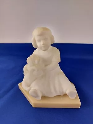 Antique Schumacher Austria Alabaster Girl Child With Dog Sculpture Statue • $299