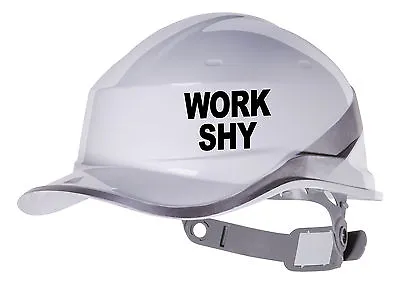 2X WORK SHY Hard Hat Vinyl Decal. Sticker Transfer CUSTOM COLOUR & FONT • $12.32