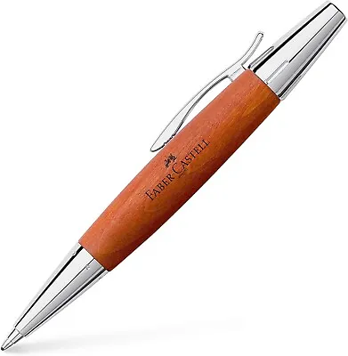 Faber-Castell 148382 Pen E-Motion Brown Wood/Chrome Stationery New • $98.27