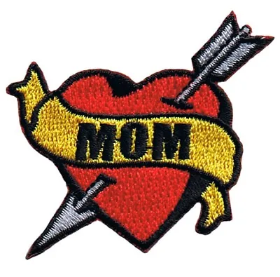 Mom Tattoo Patch - Arrow Heart Love Mother Badge 2.25  (Iron On) • $3.50