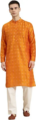Sojanya Since 1958 Men's Cotton Self Design Only Long Kurta XL  Size 42 Orange • £24.99