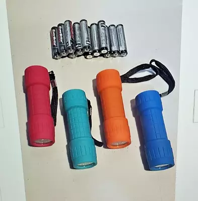 EverBrite 9 LED Flashlight 5 Pack Impact Handheld Torch W/ Lanyard 3AAA Battery • $12.75