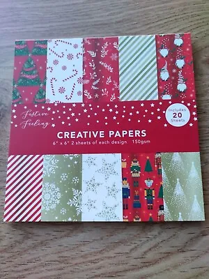£5.25 • Buy Christmas Themed Craft Art 6x6 Paper Scrapbooking Pad Red Gold Foil 10 Designs