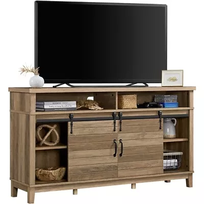 Farmhouse TV Stand For 65  TV Entertainment Console With Sliding Barn Doors • $119.99