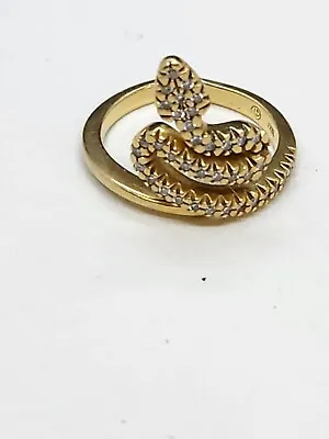 Vtg 18K Yellow Gold Diamond Ring Snake Tail Wraps Around Finger To Head S-7 • $895