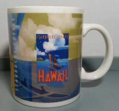 $25 • Buy Starbucks Hawaii Mug 13oz Ocean Scene With Outriggers, Wrap Around Logo