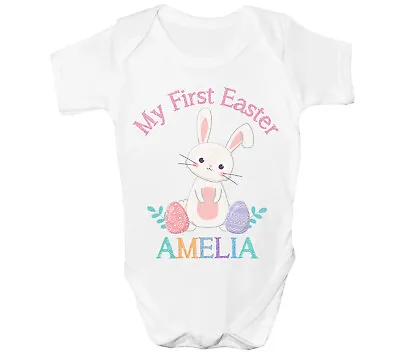 Personalised First Easter Baby Grow Bunny Bodysuit Cute Vest Gift • £6.99