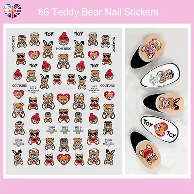 🌸FASHION TEDDY BEAR 66 3D Nail Art Stickers Decals Transfers Kawaii UK SELLER🌸 • £2.99