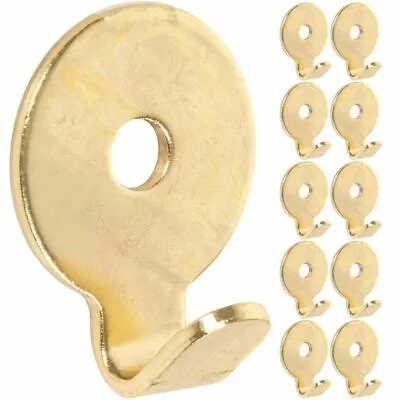 BRASS PLATED ROUND PICTURE HOOKS STRONG Mirror Painting Frame Wall Hanging X 10 • £4.74