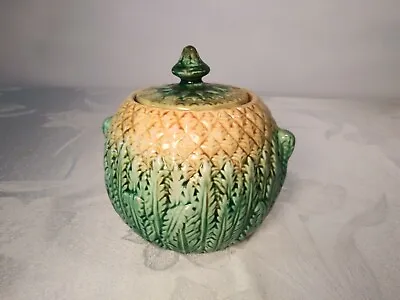 Antique Majolica  Pineapple Pattern Covered Sugar Bowl & Teapot With Covers • $99.99