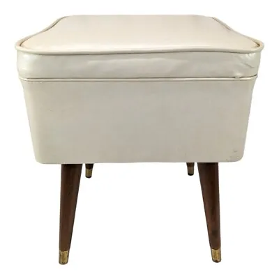 Singer Mid Century Modern Sewing Bench Foot Stool Storage Compartment Ottoman • $124.99