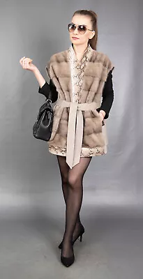 8456 New Glamorous Real Gray Mink Coat Luxury Fur Jacket Vest Beautiful Size 2xl • $305.10