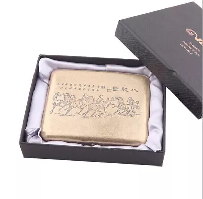 Vintage Metal Cigarette Case Box Tobacco Holder For 20pcs King Cigarettes Horses • $13.99