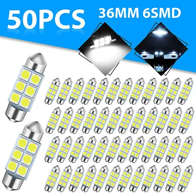 50PCS 36MM C5W 6418 6411 Festoon LED Interior Dome Map License Plate Light Bulbs • $12.98