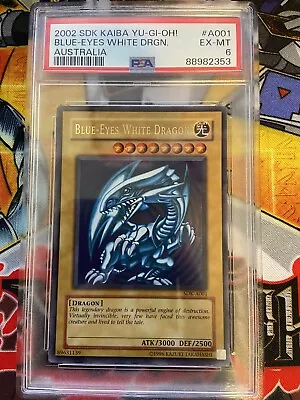 PSA 6 Yu-Gi-Oh Blue-Eyes White Dragon Ultra Rare SDK-A001 Starter Deck Kaiba Aus • $80