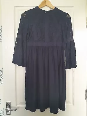 Seraphine Maternity Navy Blue Lace Occasion Dress Size 6 XS • £15