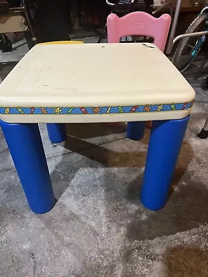 Vintage Little Tikes Chunky Activity Play Table  Blue & White Child Size W/chair • $28.08