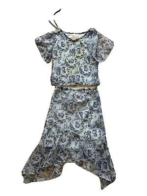 $18.99 • Buy ADORABLE Girls 2 Piece Storybook Heirlooms Blue Floral Hi-Lo Skirt Set Size 5