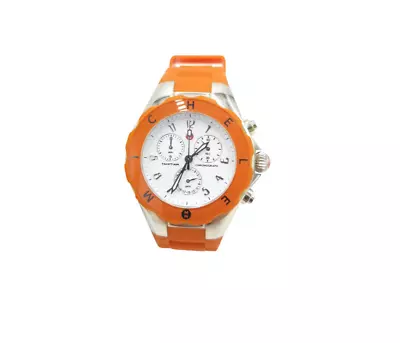 Michele Orange Jelly Band White Dial Chronograph Watch  6.5  To 8.25  • $220