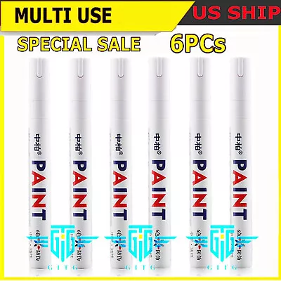 6PC White Paint Pen Marker Waterproof Permanent Car Tire Lettering Rubber Letter • $5.89