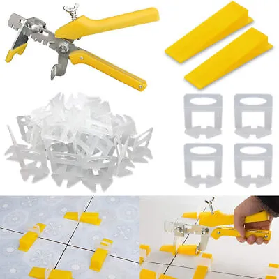 100x Tile Leveling Spacer System Tool Clips Flooring Lippage +100 Wedges+1 Plier • £9.99