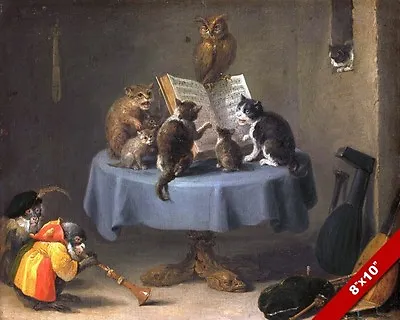 Cat Monkey & Owl Music Choir Wierd Fun Animal Painting Pet Art Real Canvas Print • $14.99