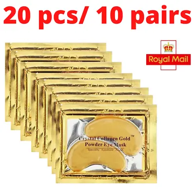 20 Pcs Under Eye Crystal Collagen Gel Pad Gold 24k Face Mask Anti Aging Wrinkle • £3.89