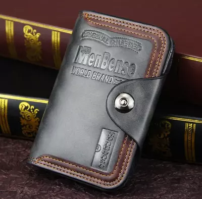 MENS Wallet MenBense Retro Leather Faux Vertical Sec CREDIT Card W/ Rivet Hasp • $2.95