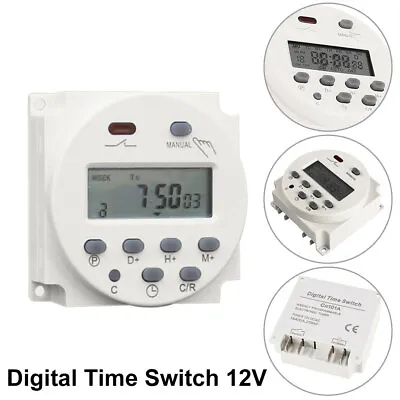 DC 12V 16A Mini LCD Digital Timers Switch Programmable Control Power Times Relay • £11.04