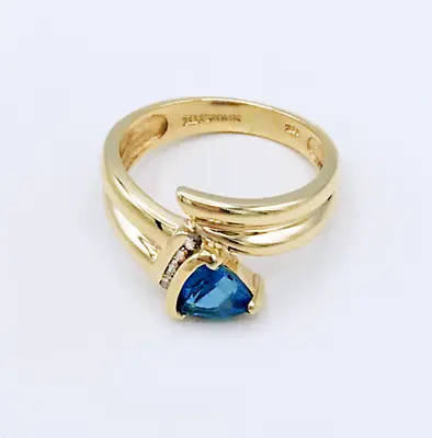 10K Gold Trillion Cut Tanzanite Ring With Diamonds - Unique Engagement Rings • £767.57
