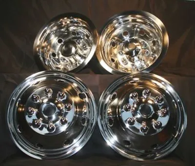 Ford-E350-E450-RV-Motorhome-16  8 Hole Stainless-Dually-Wheel-Simulators-SNAP ON • $189.99