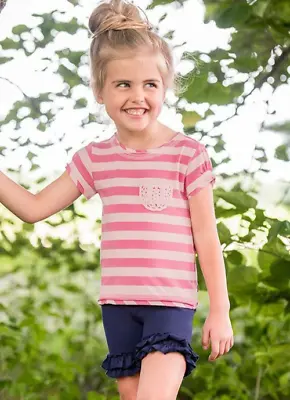 Girls Matilda Jane Perfectly Paired Pink Striped Line Up Tee Size 12 NWOT • $19.95