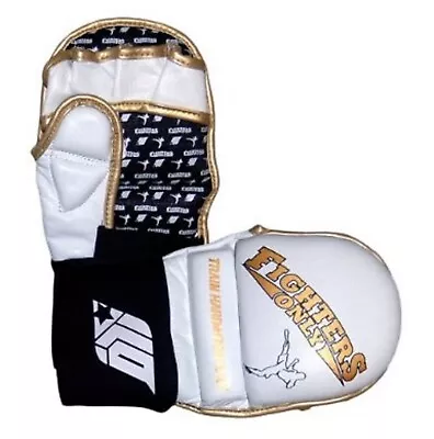 FIGHTERS ONLY White Leather MMA UFC PRO Safety Gloves -  Size: Small/Medium • £14.99