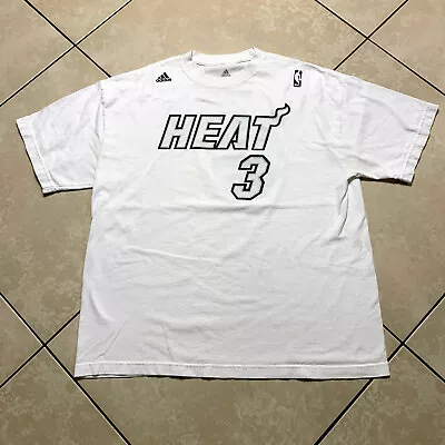 ADIDAS Miami Heat Dwyane Wade #3 White Hot NBA Basketball Jersey T-Shirt XL HOF • $19.95