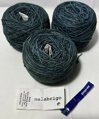 Malabrigo Sock Yarn - 3 Skeins - Aguas (855) - 100% Superwash Merino Wool • $41.19