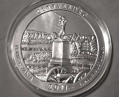 2011 ATB GETTYSBURG 5 Oz. .999 Silver Coin Bullion In Capsule! • $199