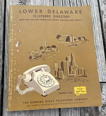 Vintage Telephone Directory Lower Delaware March 1961 Yellow Pages Ads • $34.88