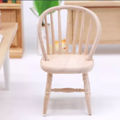 1:12 Scale Dollhouse Miniature Plain Back Windsor Chair Unpainted Seat Furniture • $9.43