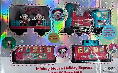 Disney 100 Special Edition Mickey Mouse Holiday Express 36 Piece Train Set NIB • $125.99