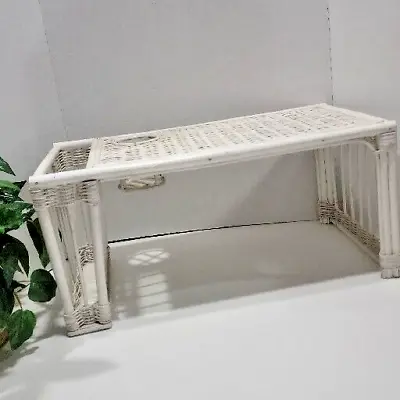 Vintage White Wicker Bed Tray With Magazine Slot And Cup Holder • $65